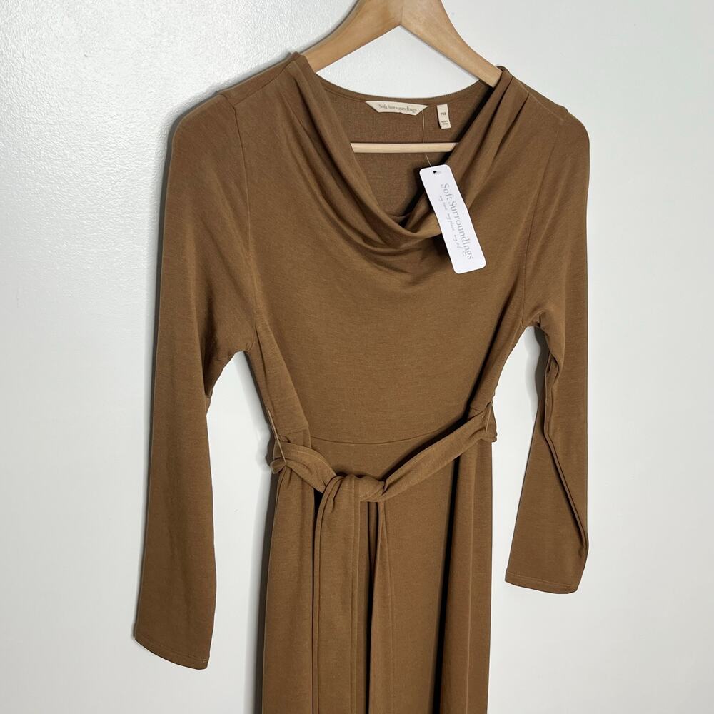 Soft Surroundings Paula Cocoa Brown Belted Sweater Knit Midi Dress PXS - Picture 5 of 12